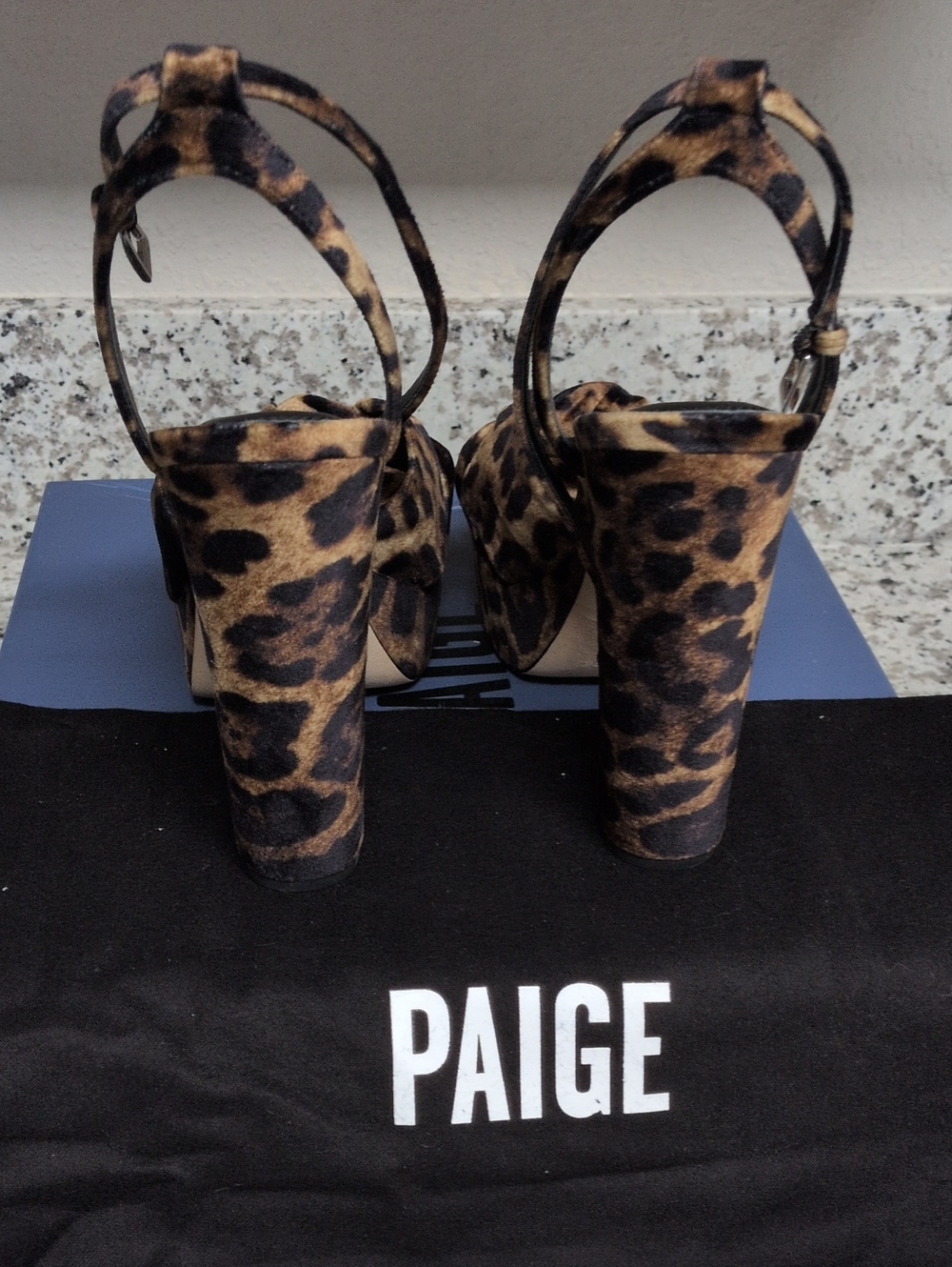 PAIGE Carter Leopard Print Platform Heels Sz 10 Animal Print Velvet - Picture 6 of 8